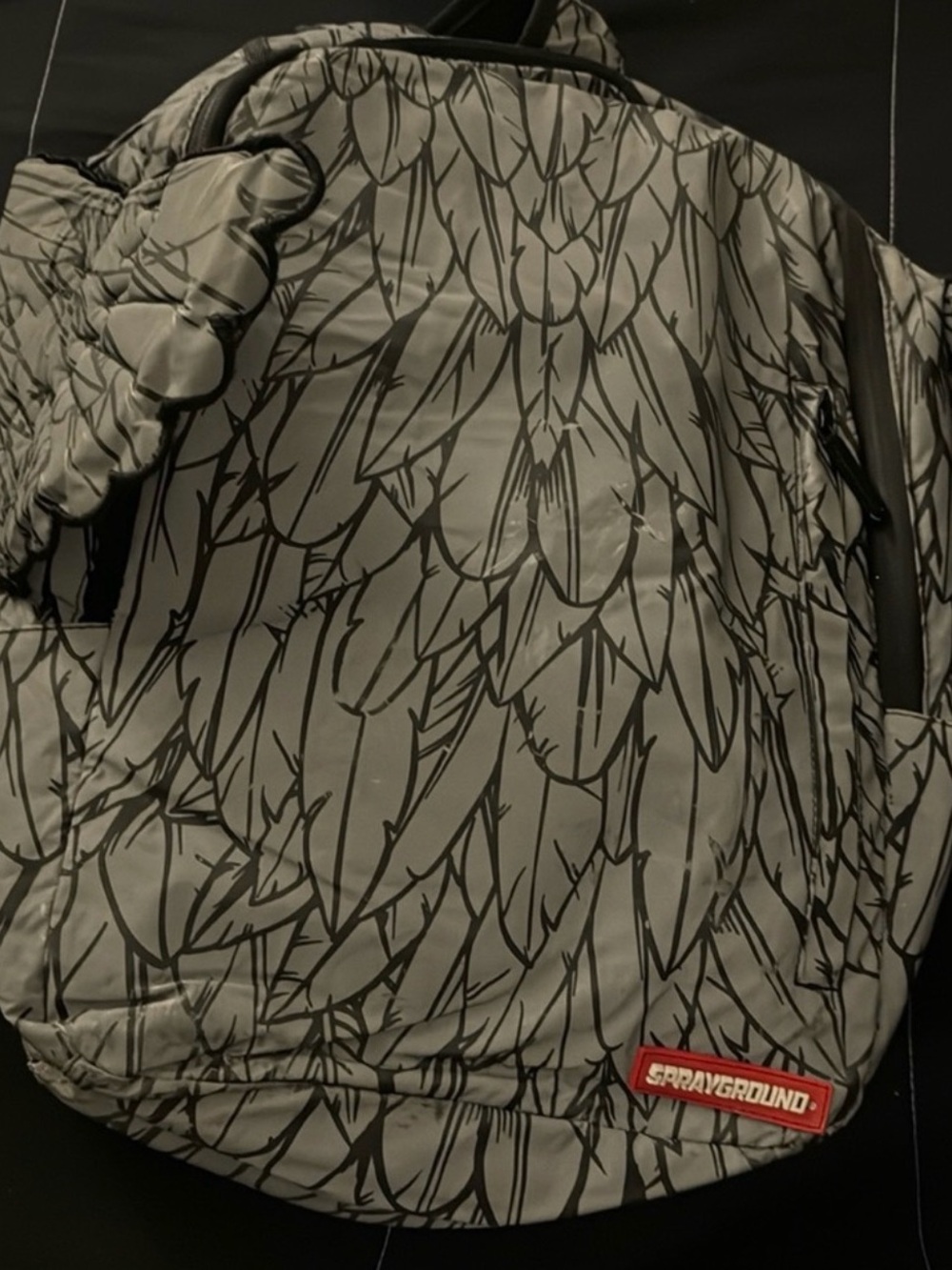 Sprayground Gray Feather-Print Backpack